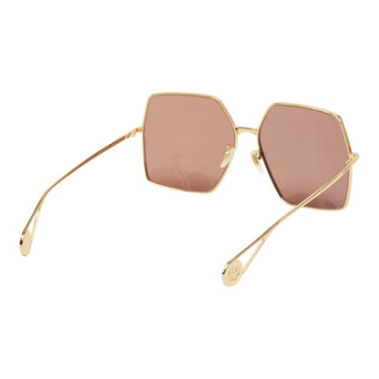 Gucci Interlocking G Oversized Square Shape Geometric Sunglasses Eyewear Gold — view 3