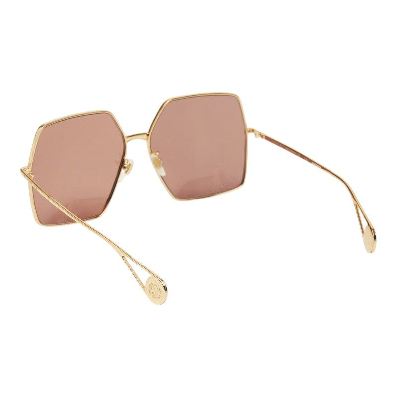 Gucci Interlocking G Oversized Square Shape Geometric Sunglasses Eyewear Gold — view 2