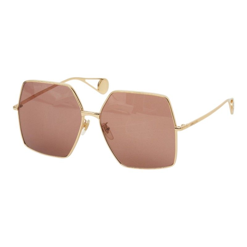 Gucci Interlocking G Oversized Square Shape Geometric Sunglasses Eyewear Gold