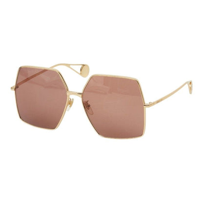 Gucci Interlocking G Oversized Square Shape Geometric Sunglasses Eyewear Gold