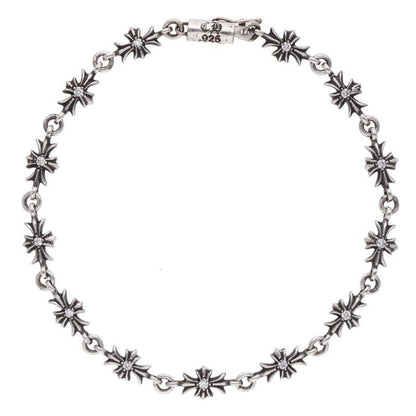 Chrome Hearts Tiny CH Plus Diamond Pave Silver Bracelet