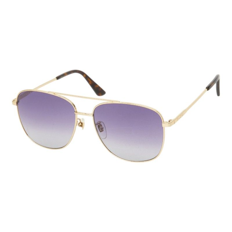 Gucci Double Bridge Pilot Lens Sunglasses Eyewear Teardrop Shape Gold Metal