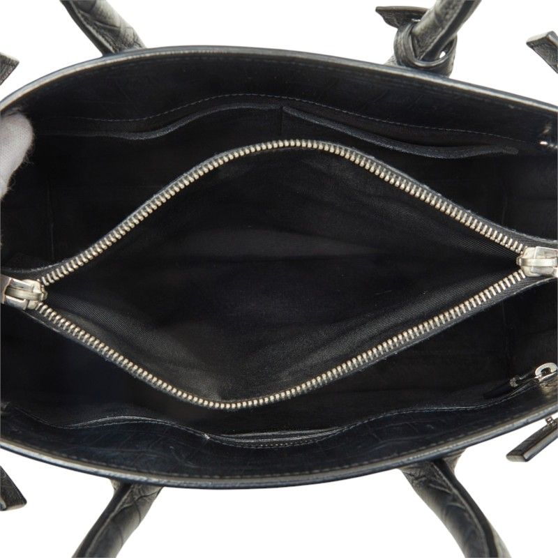 Saint Laurent Croco Embossed Sac de Jour 2-Way Shoulder Bag Black Leather — view 8