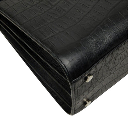 Saint Laurent Croco Embossed Sac de Jour 2-Way Shoulder Bag Black Leather — view 5