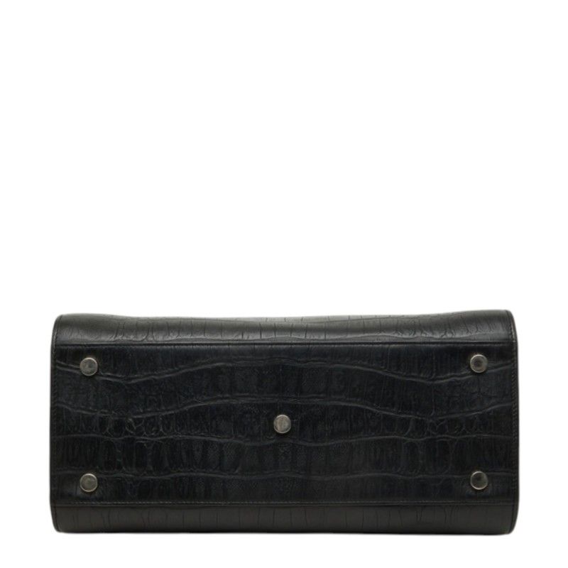 Saint Laurent Croco Embossed Sac de Jour 2-Way Shoulder Bag Black Leather — view 3