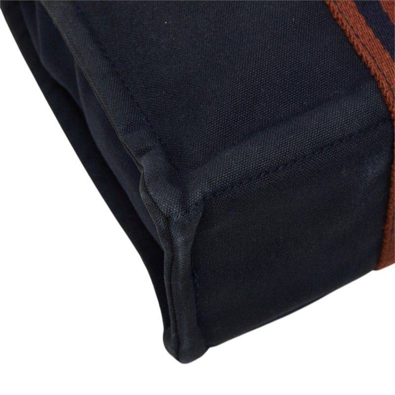 Hermes Fourre Tout PM Tote Bag Navy Brown Silver Cotton — view 5