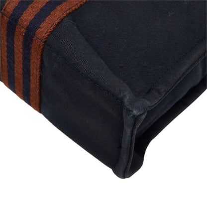 Hermes Fourre Tout PM Tote Bag Navy Brown Silver Cotton — view 6