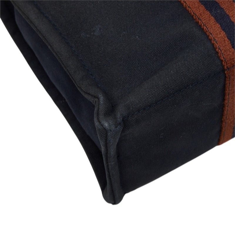 Hermes Fourre Tout PM Tote Bag Navy Brown Silver Cotton — view 7