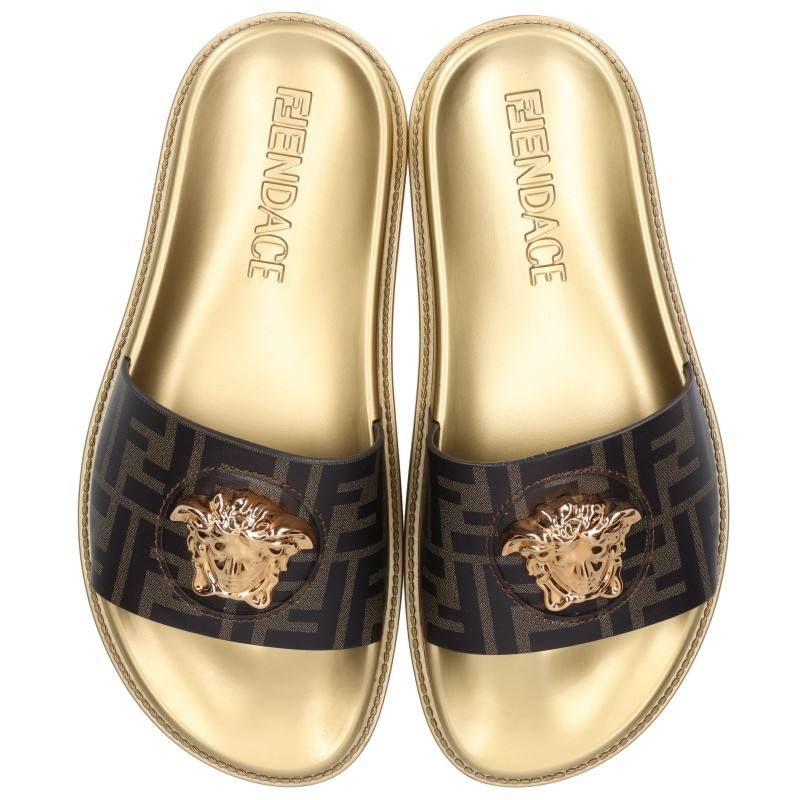 Fendi Medusa Zucca Pattern Slide Sandals — view 4