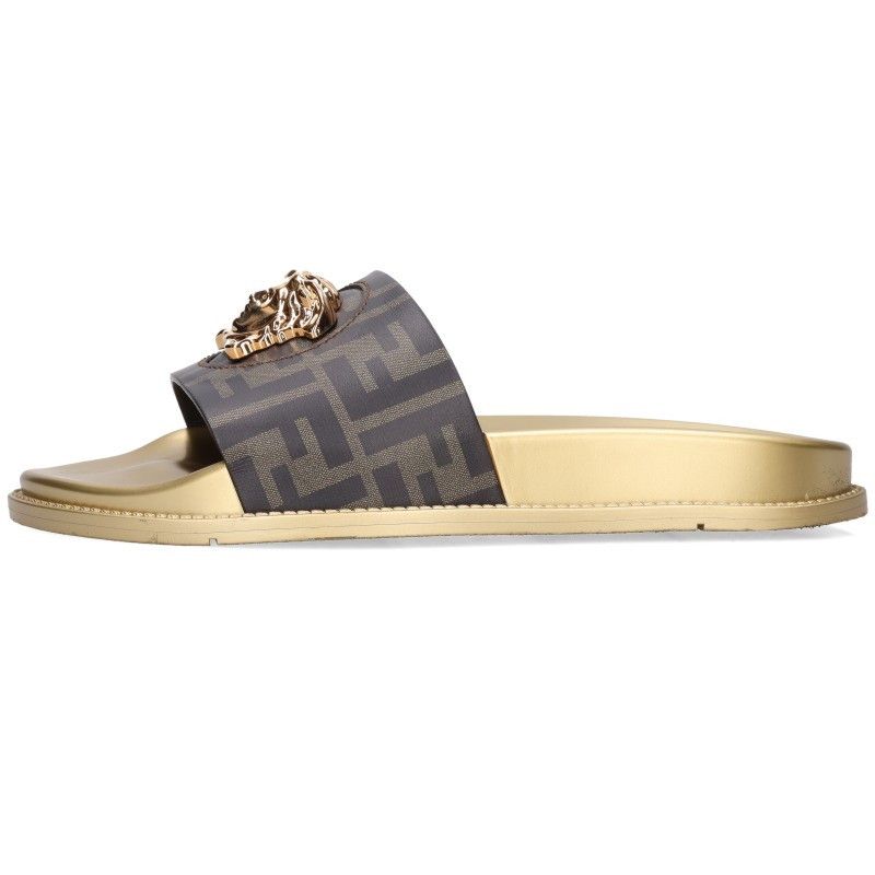 Fendi Medusa Zucca Pattern Slide Sandals — view 2