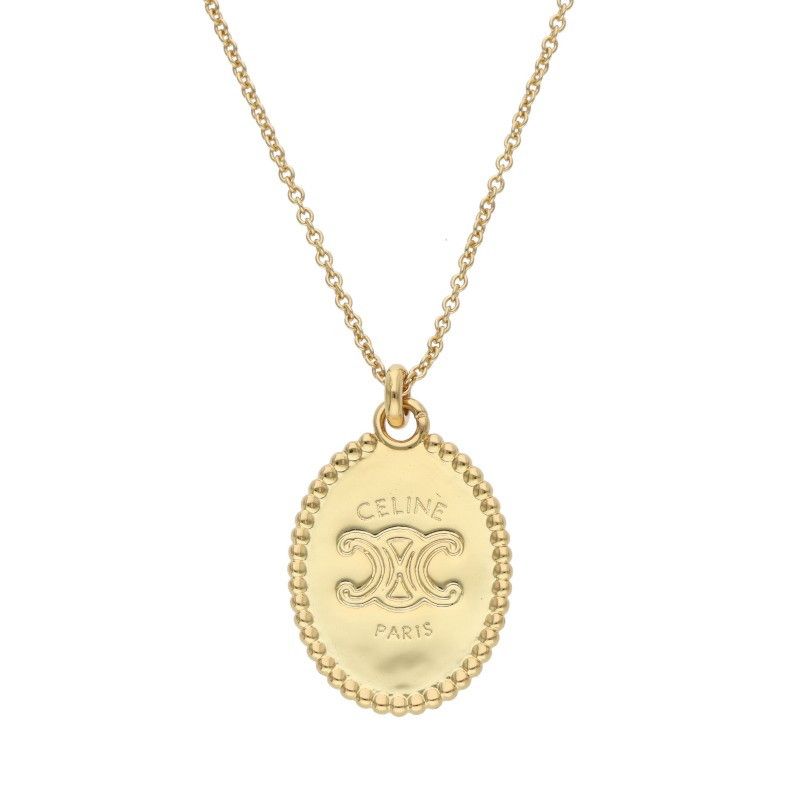 Celine Triomphe Medal Gold Finish Brass Necklace