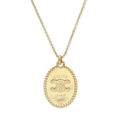 Celine Triomphe Medal Gold Finish Brass Necklace
