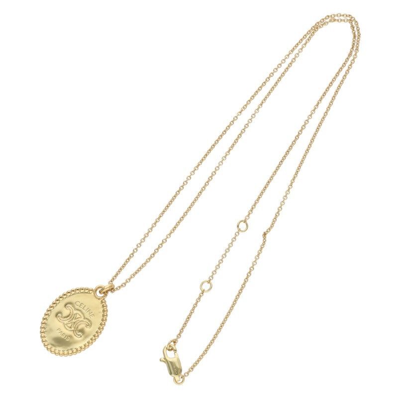 Celine Triomphe Medal Gold Finish Brass Necklace — view 2