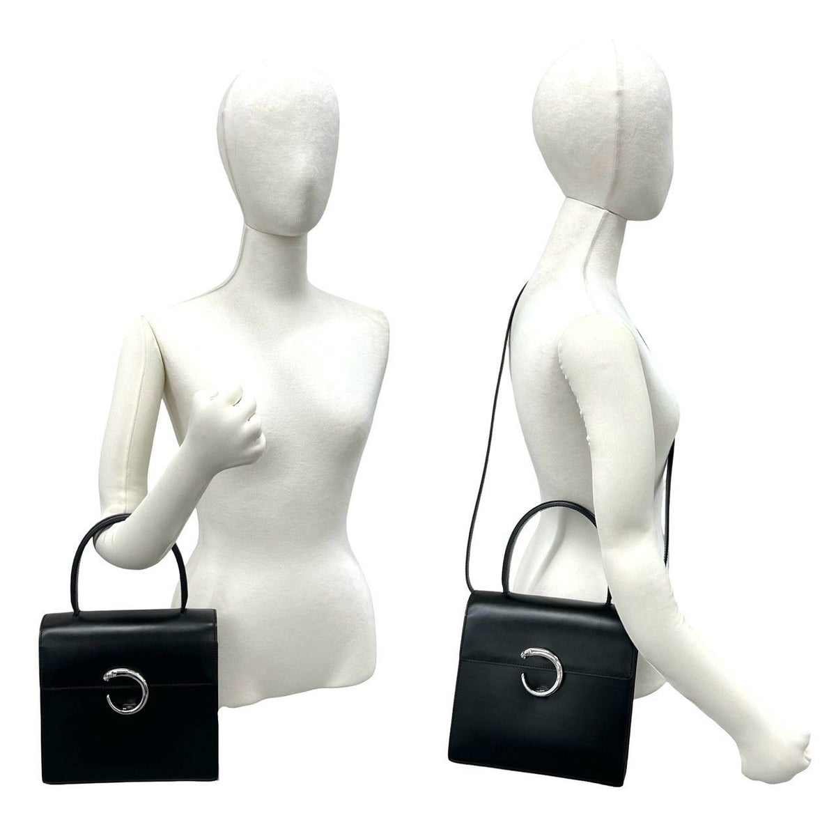 Cartier Panthere Leather 2-Way Shoulder Bag Black — view 2