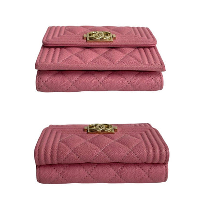 Chanel Boy Caviar Leather Trifold Wallet Pink — view 5