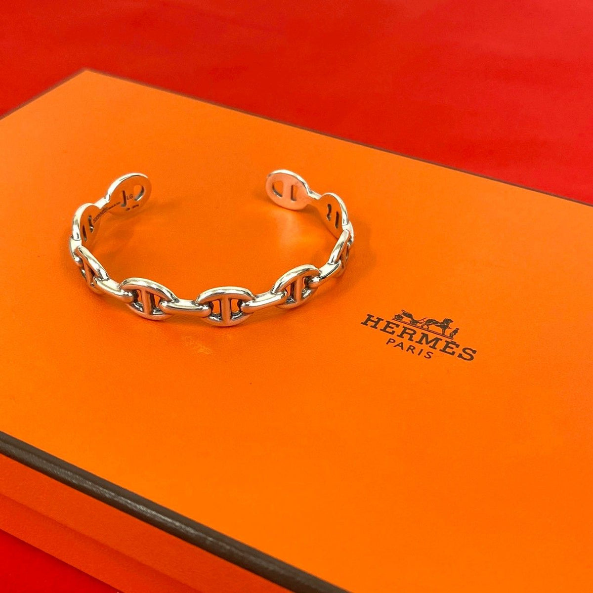 Hermes Enchainee Bangle 925 Sterling Silver Bracelet