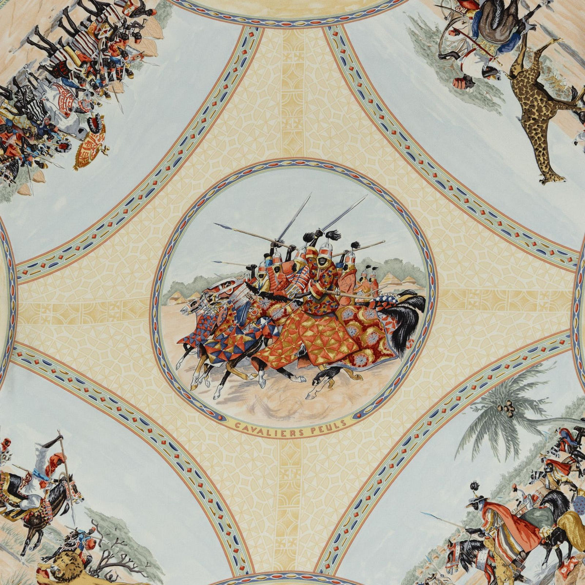 Hermes Scarf Beige Light Blue Twill Silk — view 3