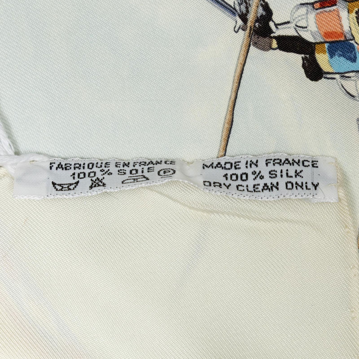 Hermes Scarf Beige Light Blue Twill Silk — view 5