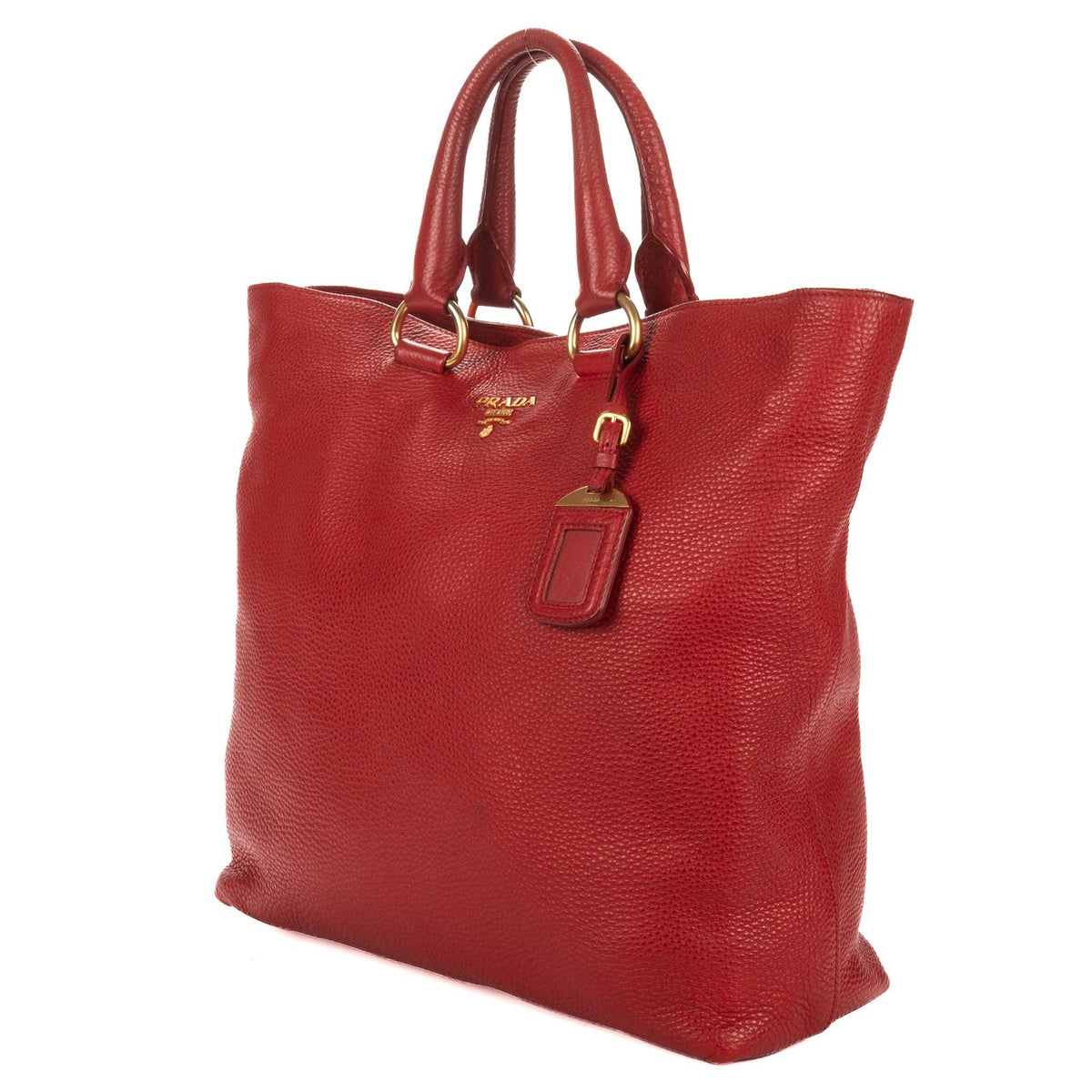 Prada Shopping Tote Bag Red Vitello Daino — view 2