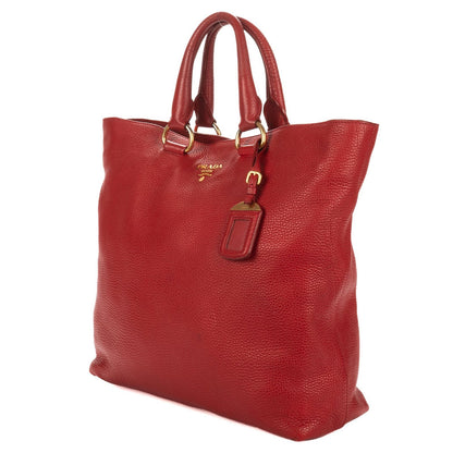 Prada Shopping Tote Bag Red Vitello Daino — view 2
