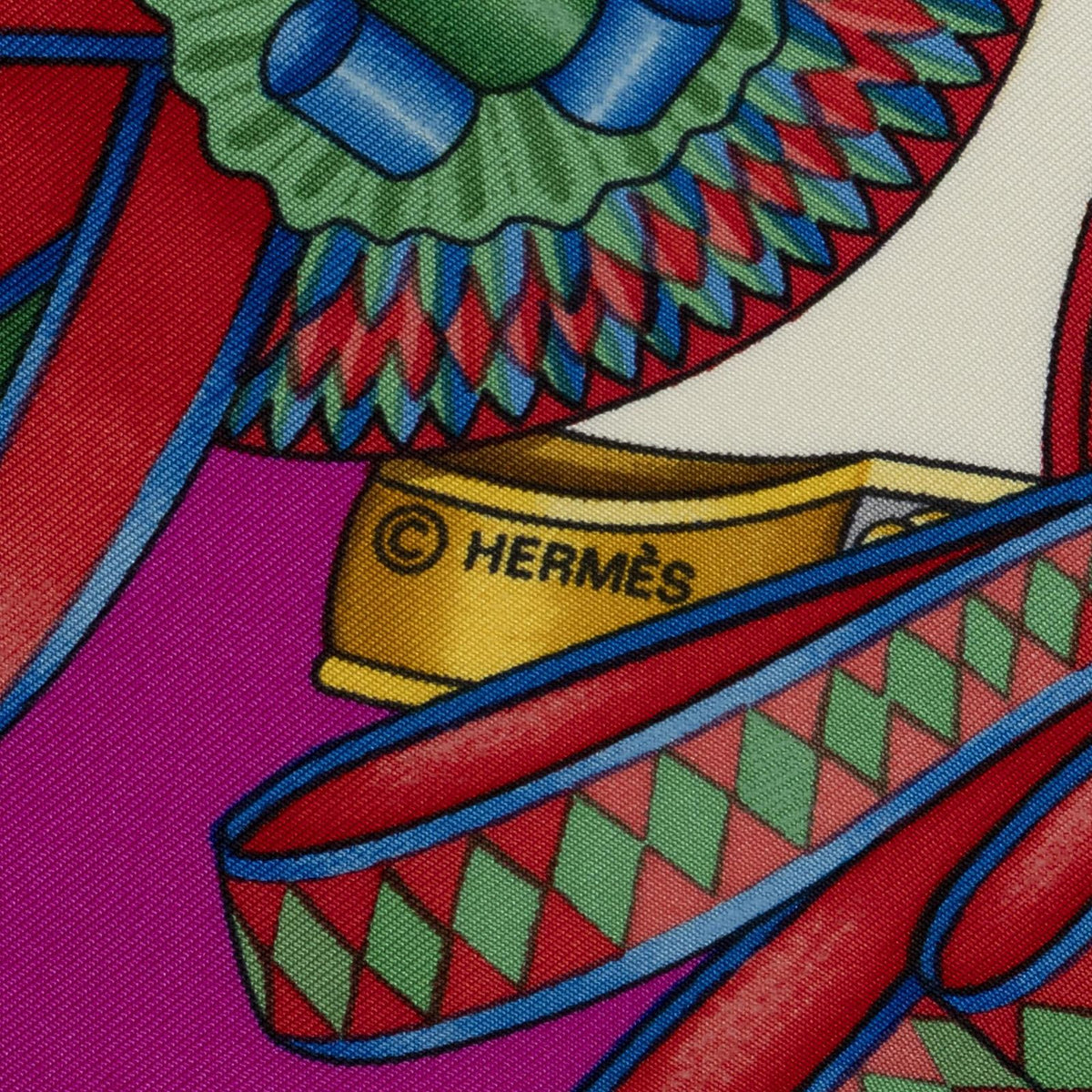 Hermes Scarf Fuchsia Ivory Goldtwill Silk — view 4