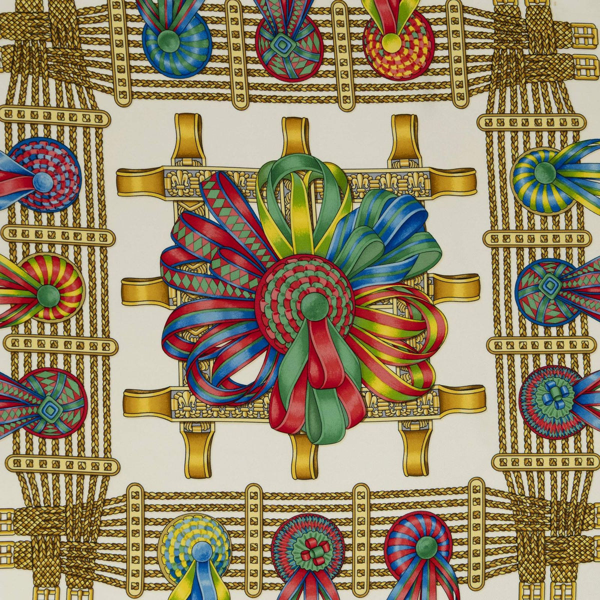 Hermes Scarf Fuchsia Ivory Goldtwill Silk — view 3
