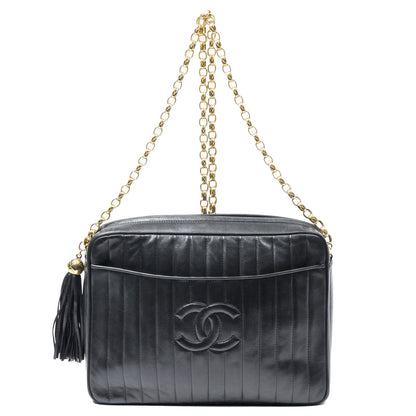 Chanel Camera Bag Black Quilted Vertical Lambskin Leather