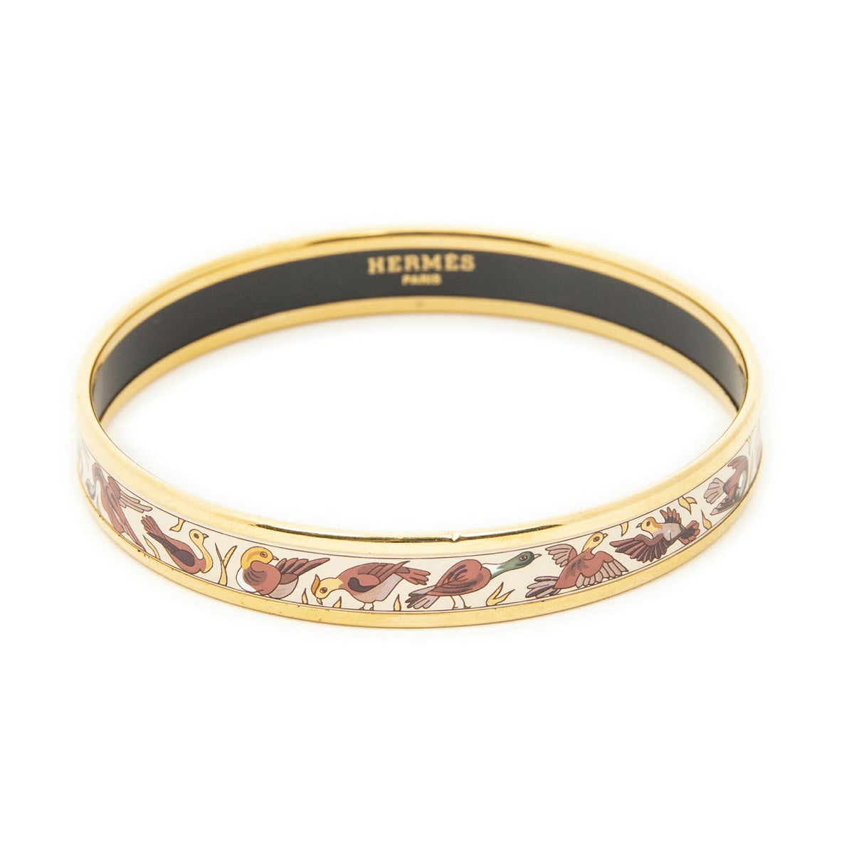 Hermes Enamel Bangle Beige Red Gold Plated Bracelet — view 2