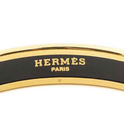 Hermes Enamel Bangle Beige Red Gold Plated Bracelet — view 4