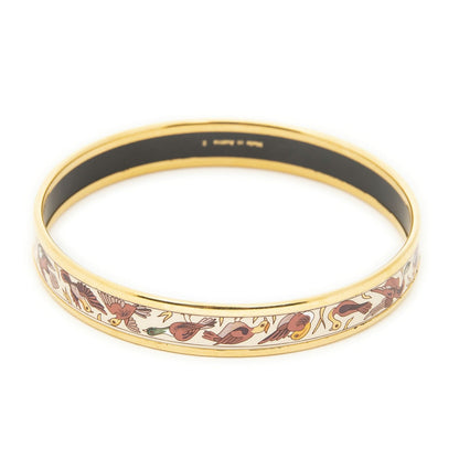 Hermes Enamel Bangle Beige Red Gold Plated Bracelet — view 3