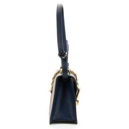 Gucci Mini Silver Chain Bag Navy Smooth Calfskin — view 4
