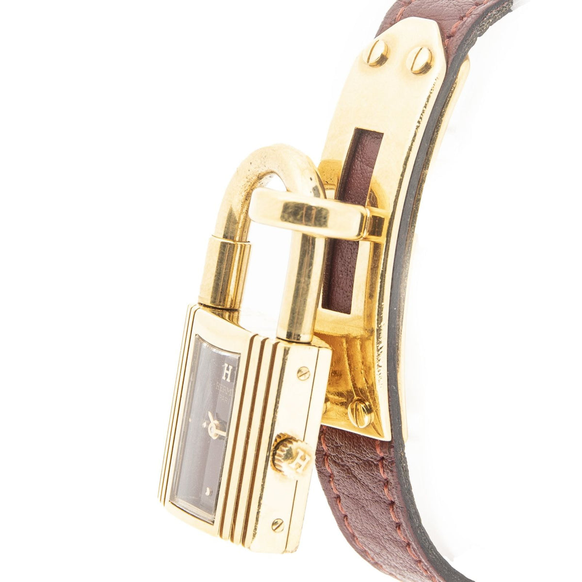 Hermes Kelly Watch Burgundy Evercolor Leather — view 2