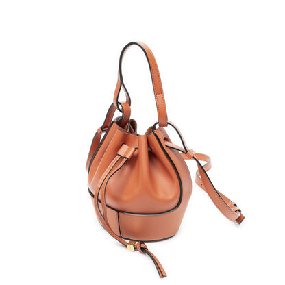 Loewe Balloon Drawstring Bucket Bag Orange Calfskin Leather — view 2