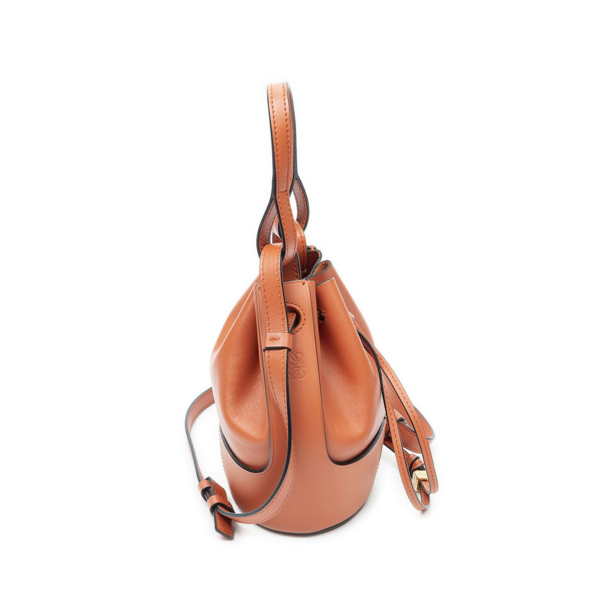 Loewe Balloon Drawstring Bucket Bag Orange Calfskin Leather — view 4