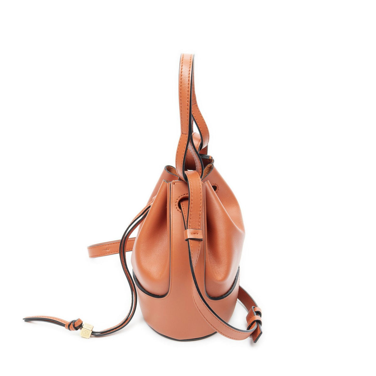 Loewe Balloon Drawstring Bucket Bag Orange Calfskin Leather — view 3