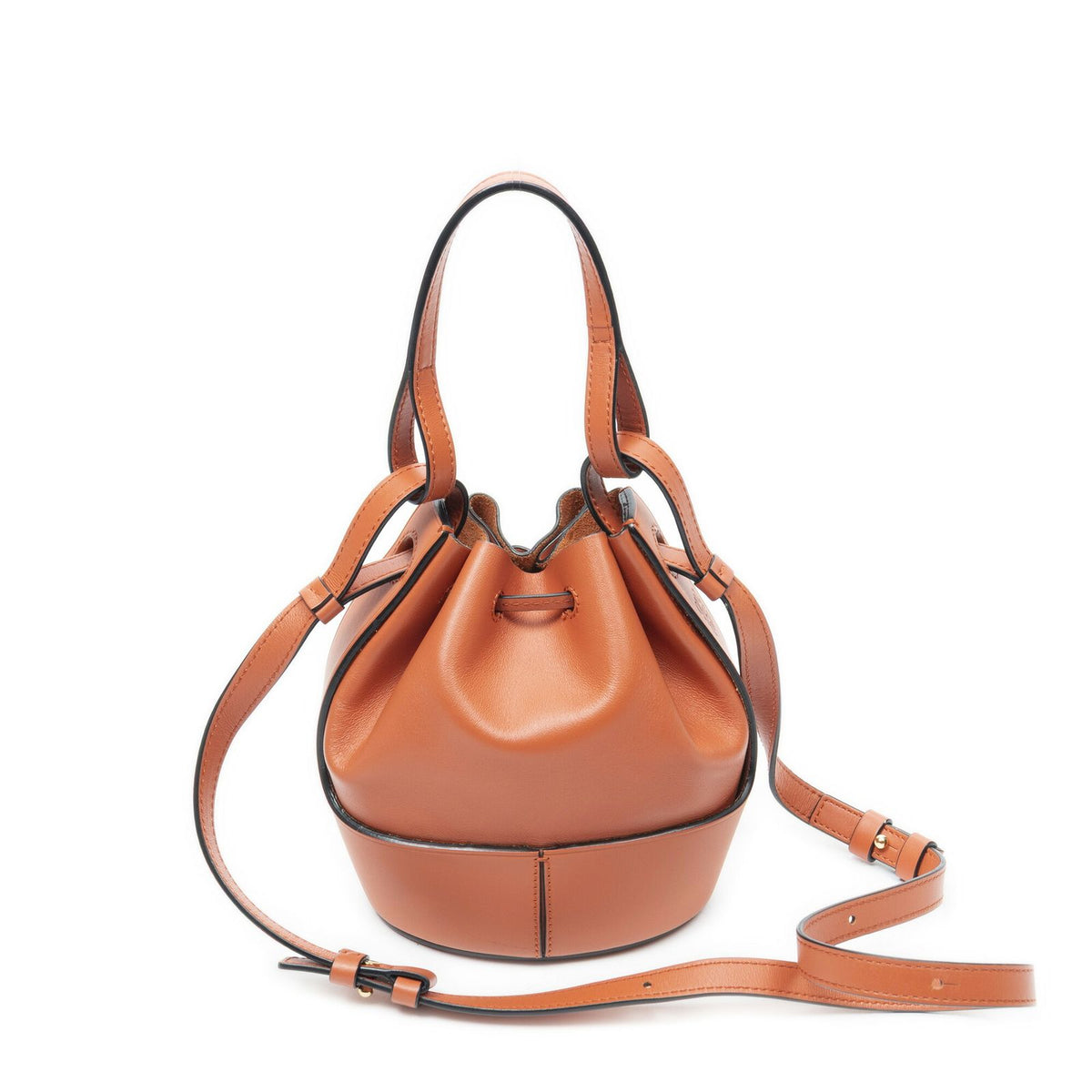 Loewe Balloon Drawstring Bucket Bag Orange Calfskin Leather — view 5