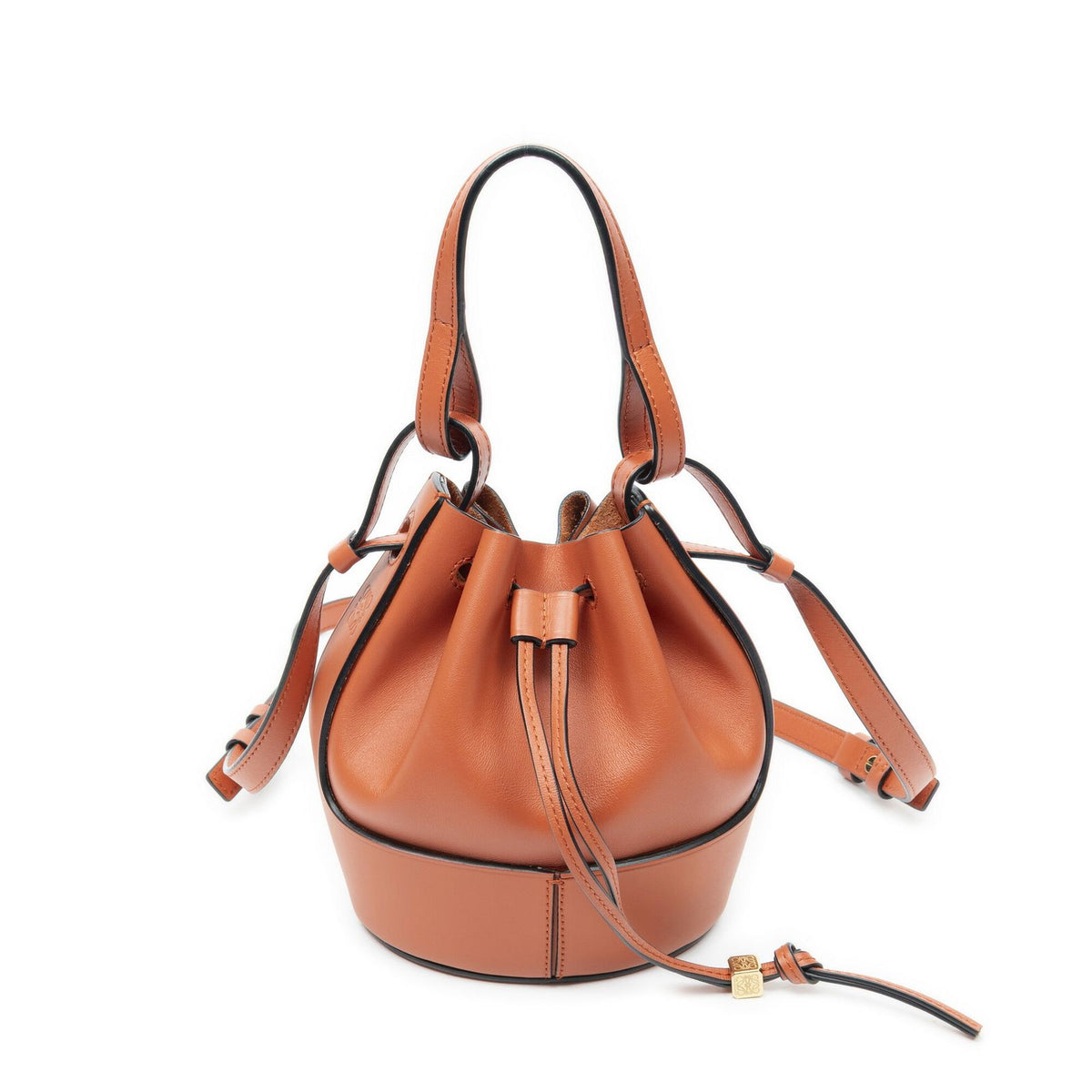 Loewe Balloon Drawstring Bucket Bag Orange Calfskin Leather
