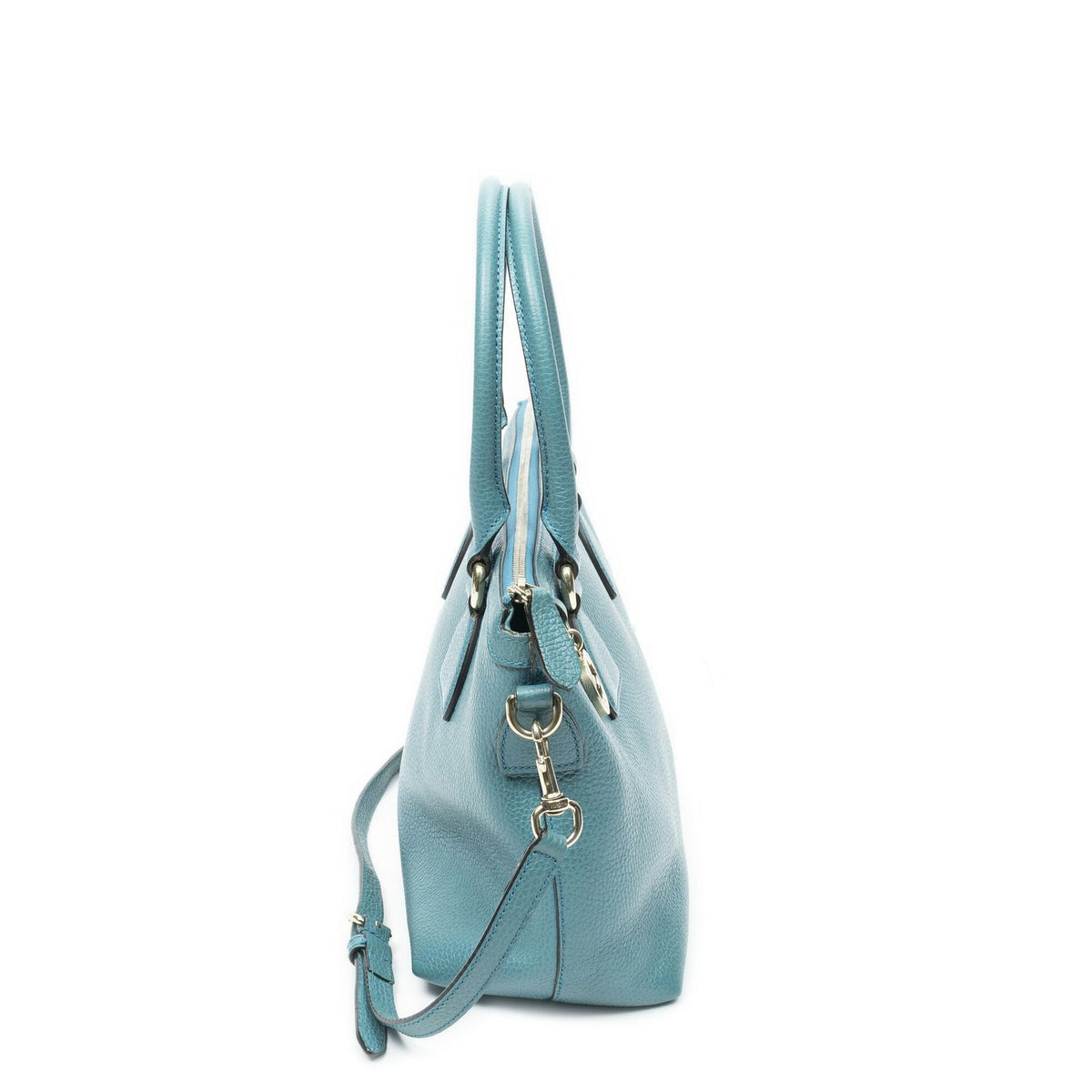 Gucci Convertible Zip Tote Bag Teal Grain Calfskin Leather — view 4