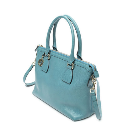 Gucci Convertible Zip Tote Bag Teal Grain Calfskin Leather — view 2