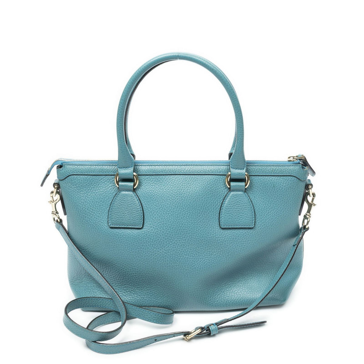 Gucci Convertible Zip Tote Bag Teal Grain Calfskin Leather — view 5