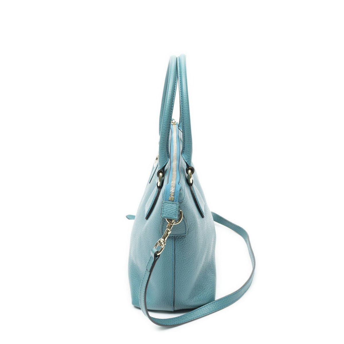 Gucci Convertible Zip Tote Bag Teal Grain Calfskin Leather — view 3