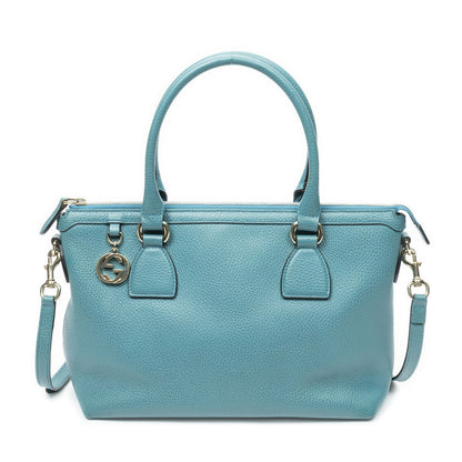 Gucci Convertible Zip Tote Bag Teal Grain Calfskin Leather