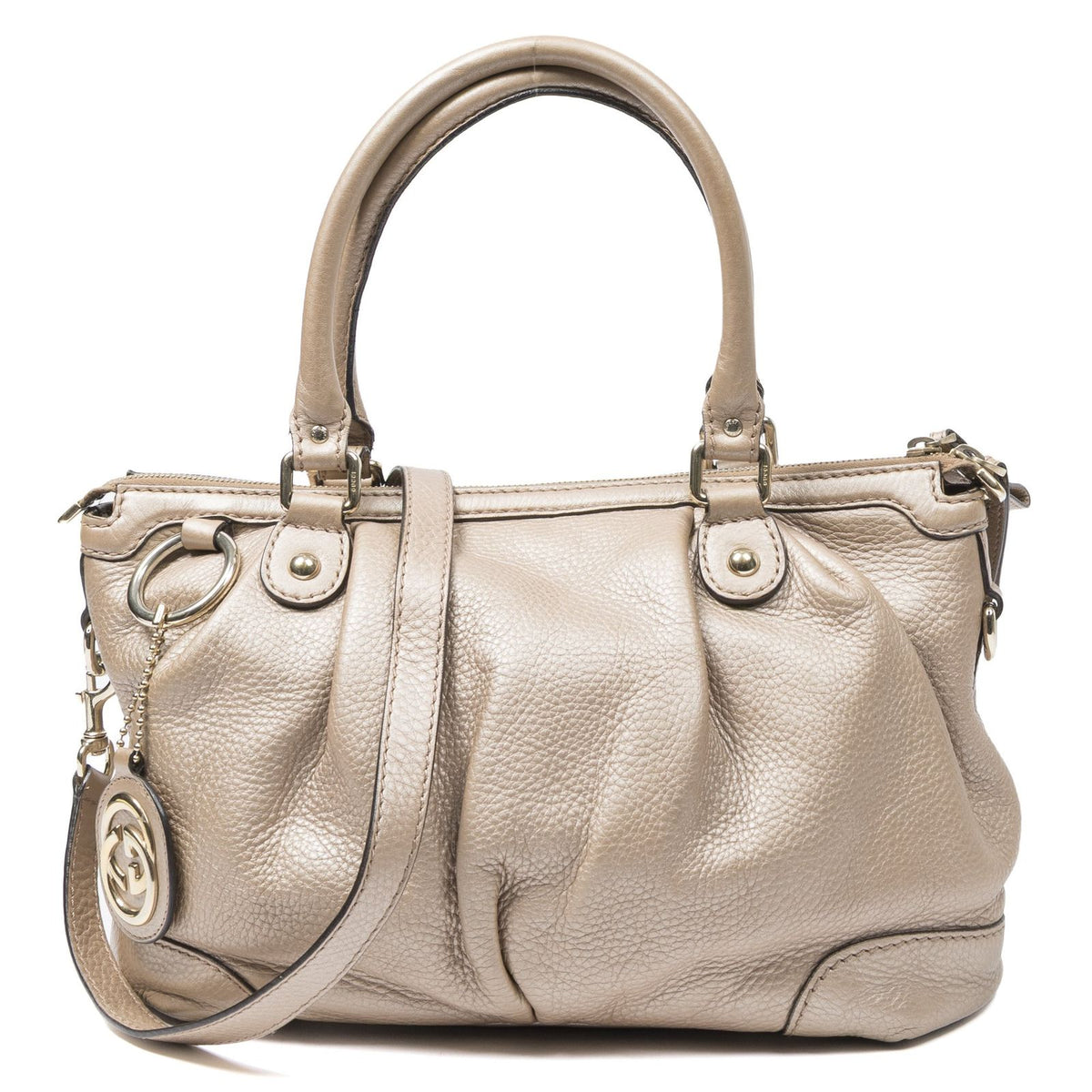 Gucci Sukey Top Handle Beige Grain Calfskin Leather