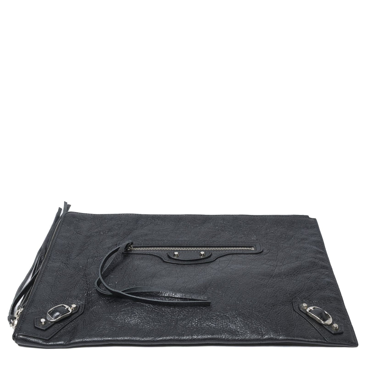 Balenciaga Classic Zip Clutch Black Distressed Leather — view 3
