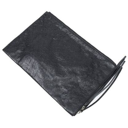 Balenciaga Classic Zip Clutch Black Distressed Leather — view 2