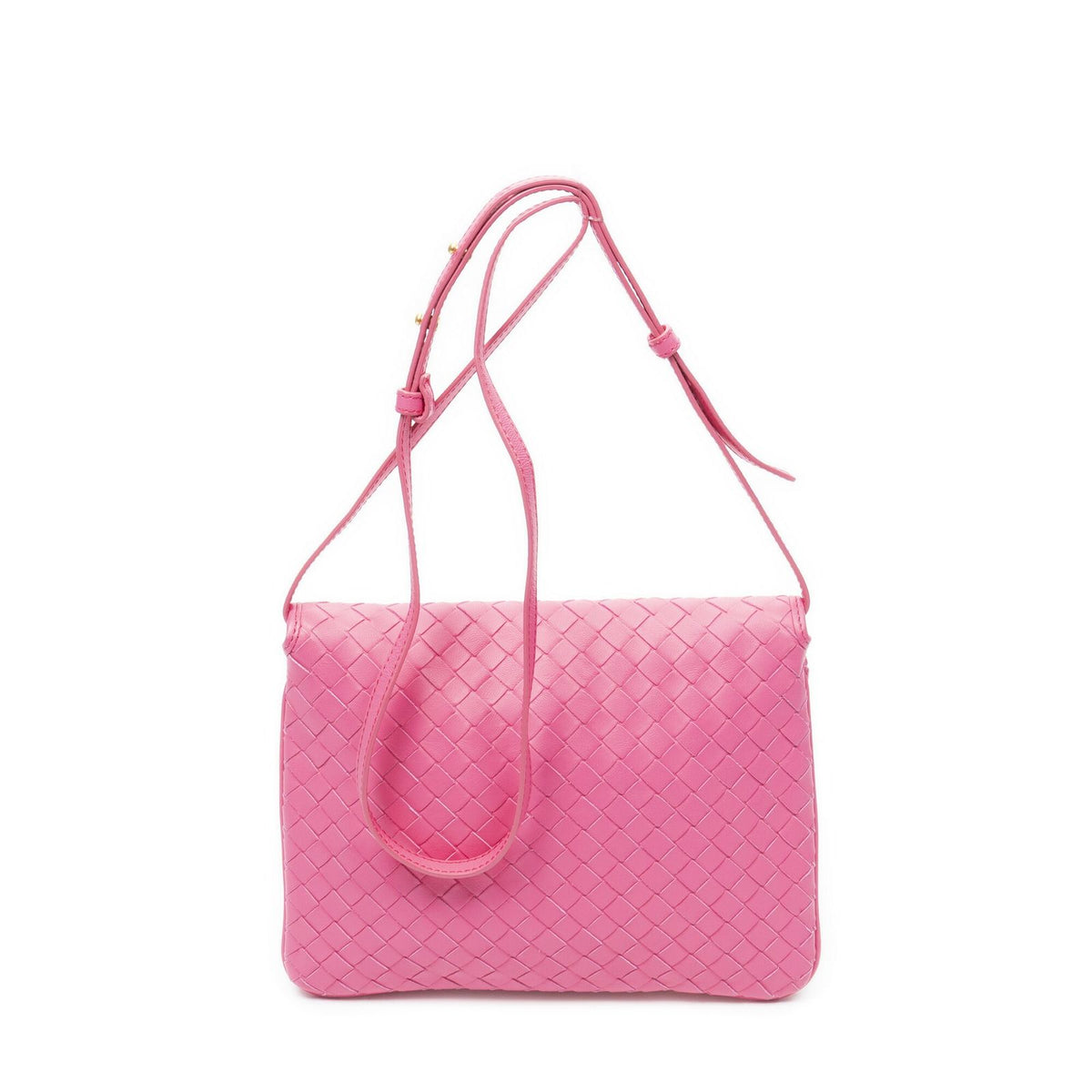 Bottega Veneta Small Flap Bag Crossbody Pink Intrecciato Leather — view 5