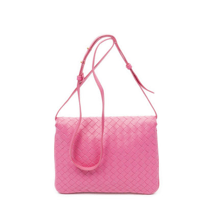 Bottega Veneta Small Flap Bag Crossbody Pink Intrecciato Leather — view 5
