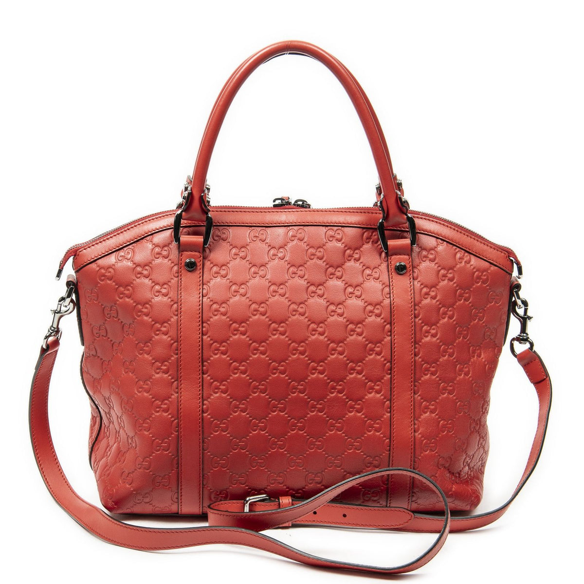 Gucci Medium Shape GG Charm Dome Satchel Red Guccissima — view 5