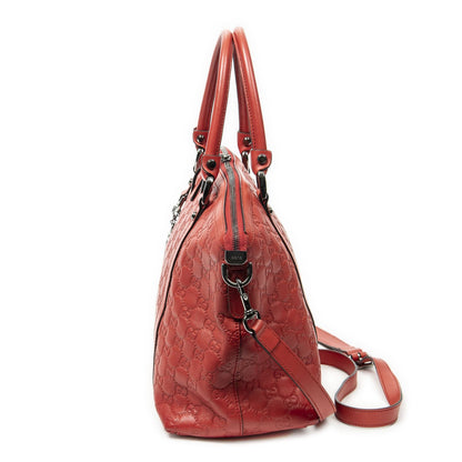 Gucci Medium Shape GG Charm Dome Satchel Red Guccissima — view 3