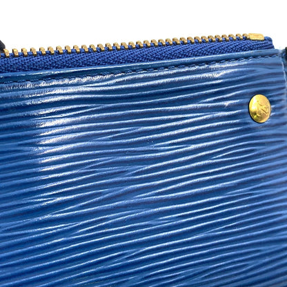 Louis Vuitton Pochette Cles Epi Leather Blue Coin Purse Gold — view 6